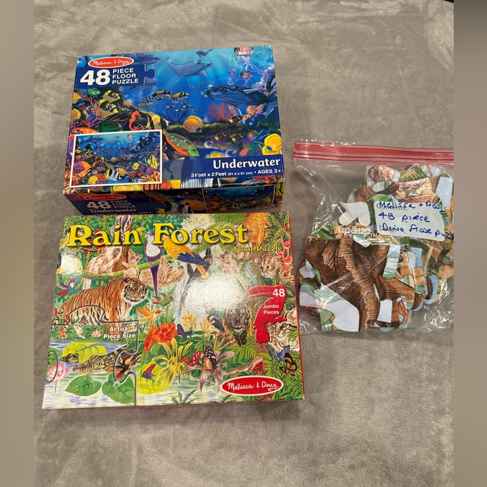 (3) Melissa and Doug Jumbo Floor Puzzles 48 pieces each